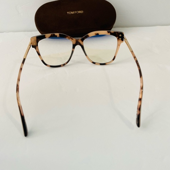 Tom Ford 5704 005 Shiny Black Gold / Blue Block Eyeglasses TF5704 005 54mm